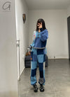 YANYAN KNITS Check Colorblock Sweatpants YYK-YYW23-0183-LAN Blue YYK-YYW23-0182